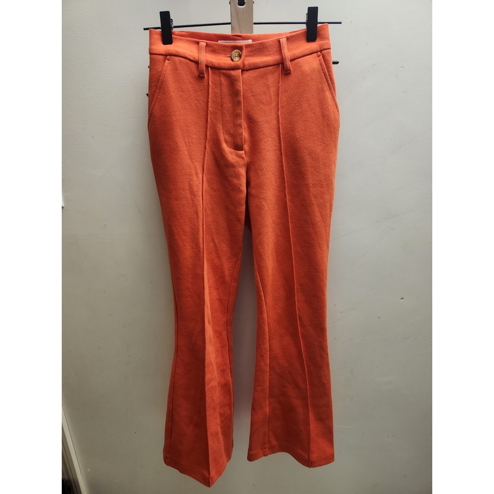 Urban Outfitters Orange Knit Flare Pintuck Pants High Rise Retro‎ Trousers XS